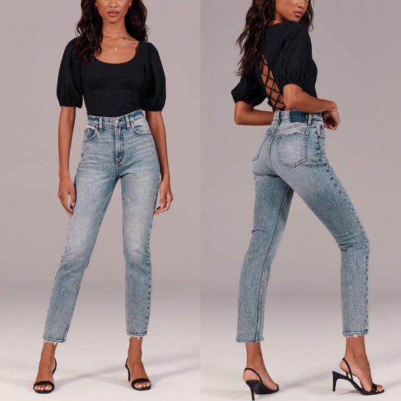 Abercrombie & Fitch Jeans Abercrombie High Rise Mom Jean Acid Blue Wash 27s Poshmark